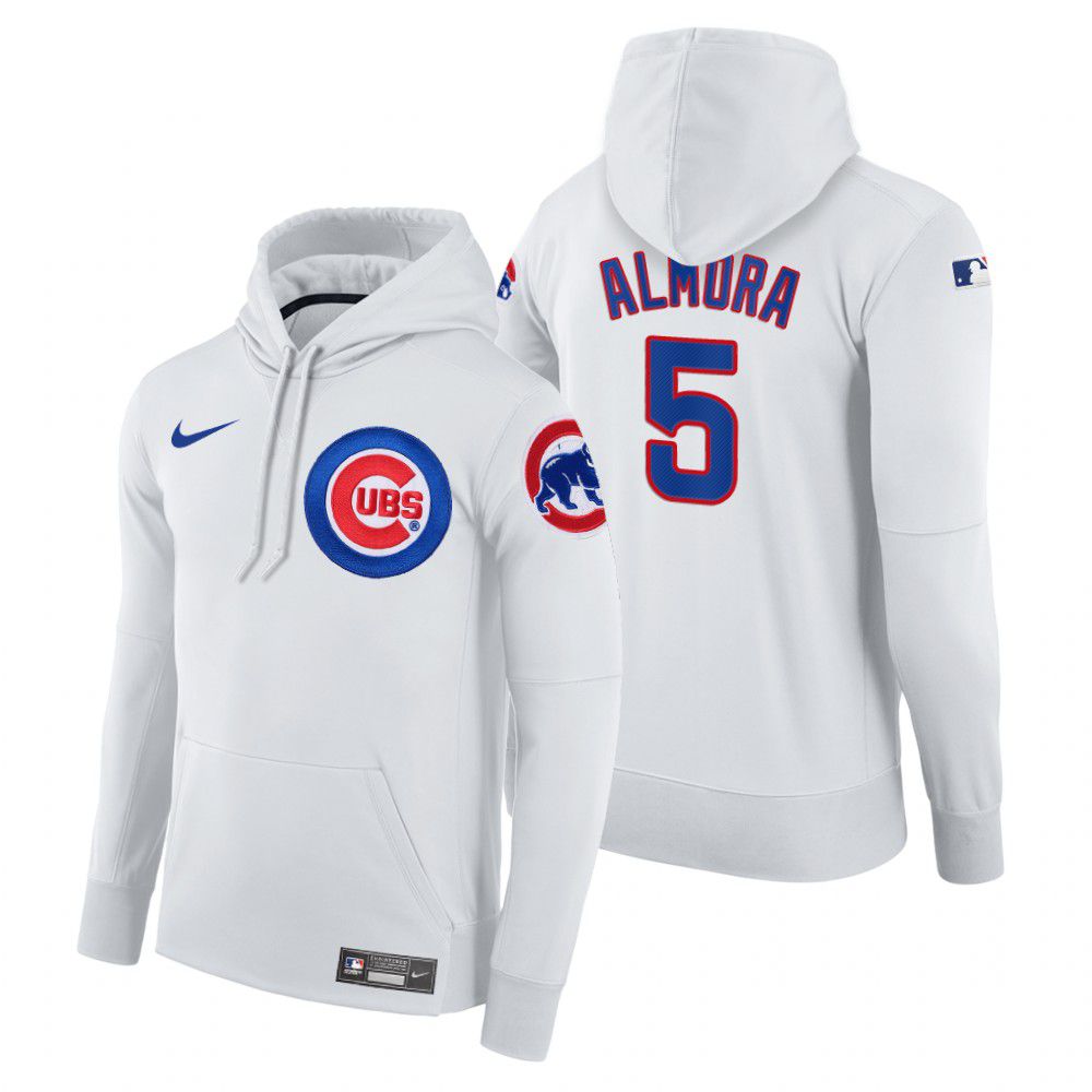 Men Chicago Cubs #5 Almora white home hoodie 2021 MLB Nike Jerseys